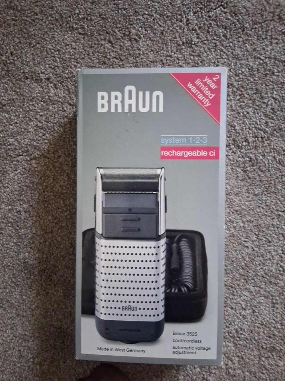 Vintage Braun 3525 System 1-2-3 Shaver Rechargeable Cord/Cordless (Read)